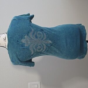 Vocal Stretchy Teal embellished top